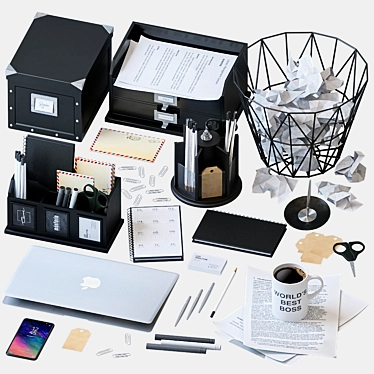 Sleek Office Essentials Set 3D model image 1 