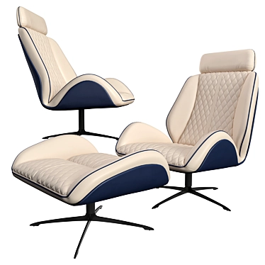 Elegant Leather Armchair & Pouf 3D model image 1 