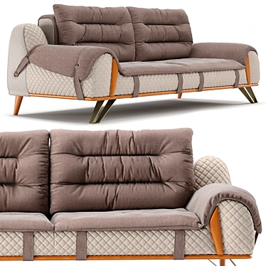 Berre Valentio-2 Luxurious Gold Fabric Sofa 3D model image 1 