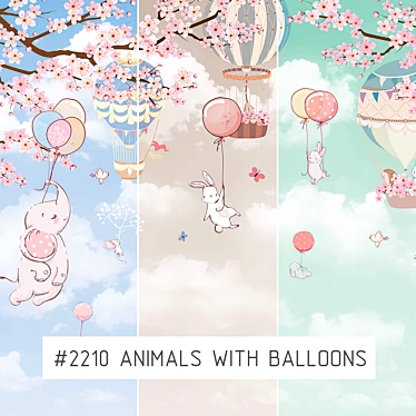 Whimsical Animal Balloon Wallpapers 3D model image 1 