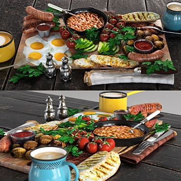 Ultimate English Breakfast Platter 3D model image 1 