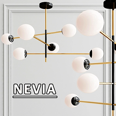 Elegant Nevia Pendant Light: Golden Frame, White Shade 3D model image 1 