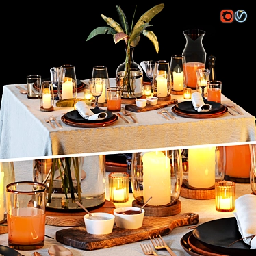 Elegant Table Setting Set 3D model image 1 