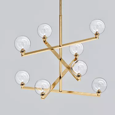 Gambit Chandelier: Aged Brass Elegance 3D model image 1 