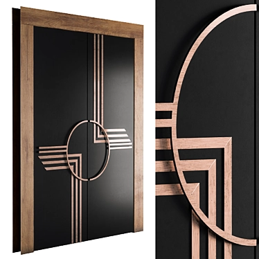 Elegant Black & Gold Door 3D model image 1 