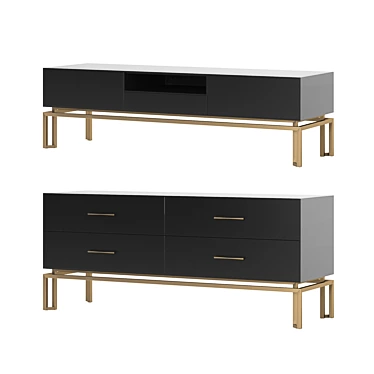 Elegant Oro Dresser & TV Cabinet 3D model image 1 