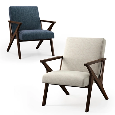 Mid-Century Fabric Accent Chair 3D model image 1 