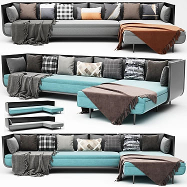 Elegant Corner Sofa Set 3D model image 1 