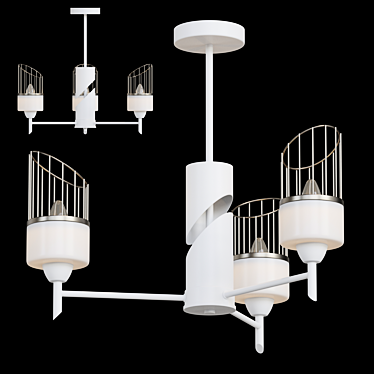 Modern Asymmetrical Glass and Mesh Chandelier 3D model image 1 