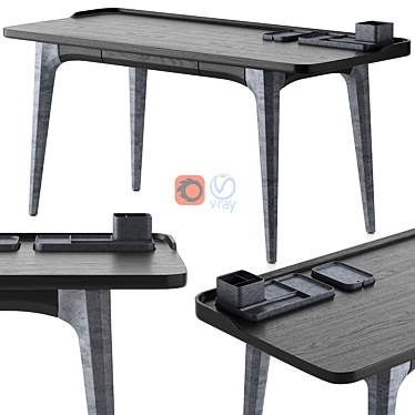 Oak and Concrete Fusion Desk 3D model image 1 