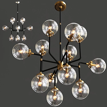 RH Bistro Globe Clear Glass 8-Light Chandelier 3D model image 1 