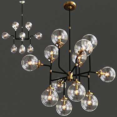 RH Bistro Globe Clear Glass Chandelier 3D model image 1 