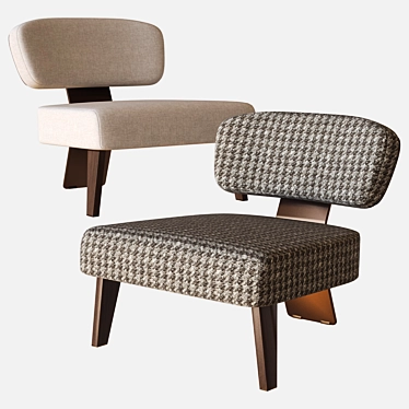 Elegant Minotti Creed Wood Armchair 3D model image 1 