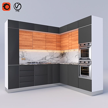 3D Kitchen Model with UV Mapping 3D model image 1 