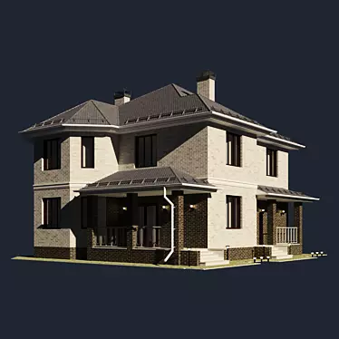 Brick Cottage: Two Floors 3D model image 1 