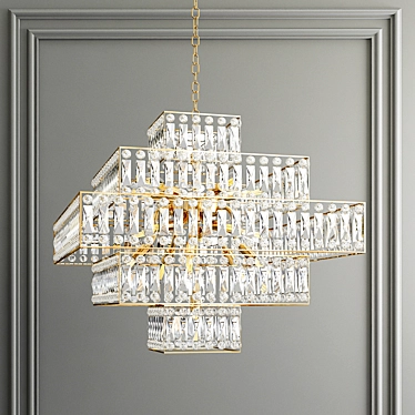 Golden Crystal Pendant Light 3D model image 1 