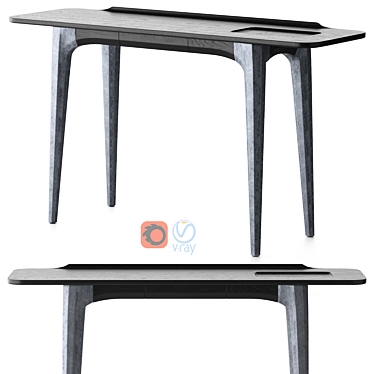 Refined Concrete Oak Console 3D model image 1 