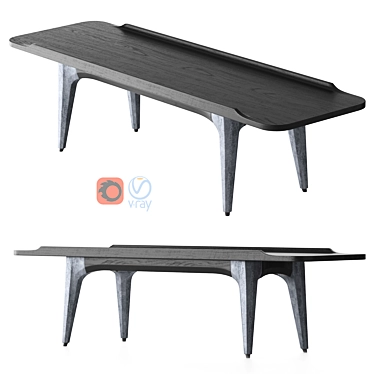 Industrial Oak and Concrete Coffee Table 3D model image 1 