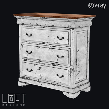 LoftDesign 446 Wood Chest 3D model image 1 