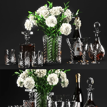 Elegant Vino Set - Poly 234k 3D model image 1 