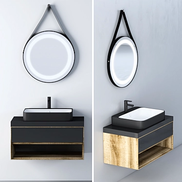 Modern Bathroom Cabinet & Mirror 3D model image 1 