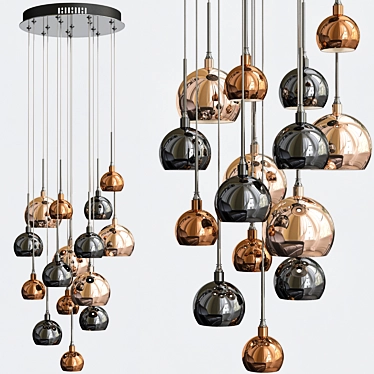 Aurelia 15-Light Pendant: Elegant Copper & Bronze 3D model image 1 