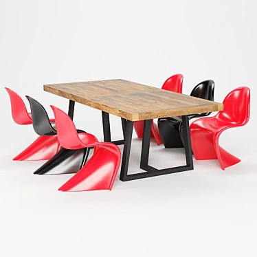 Modern Dining Set: Table & Chairs 3D model image 1 