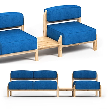 Modular T-Block Furniture Collection 3D model image 1 
