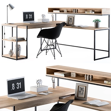 Modern Loft Office Desk 3D model image 1 