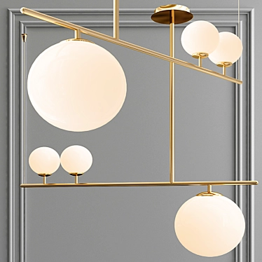 Elegant Metal and Glass Pendant Light 3D model image 1 