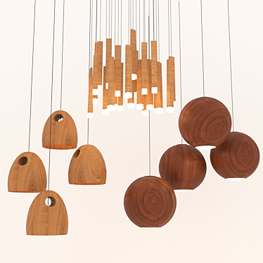 three wooden pendant lamps