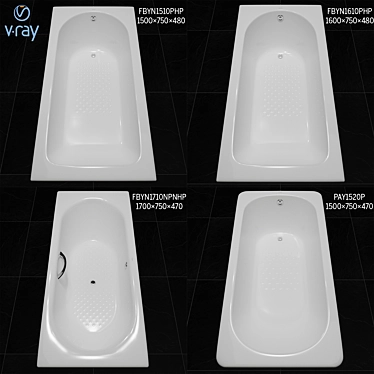 Luxurious Enameled Cast Iron & Acrylic Bathtubs 3D model image 1 