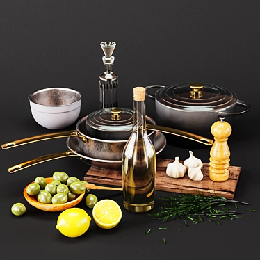 Elegant Kitchen Décor Set 3D model image 1 