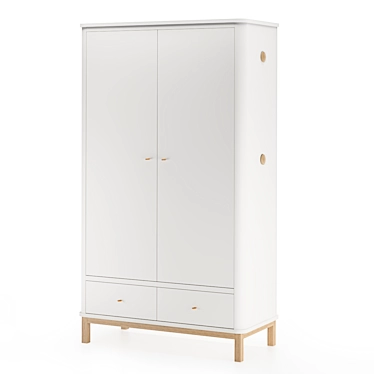 Modern Wood Wardrobe: 2-Door Storage 3D model image 1 