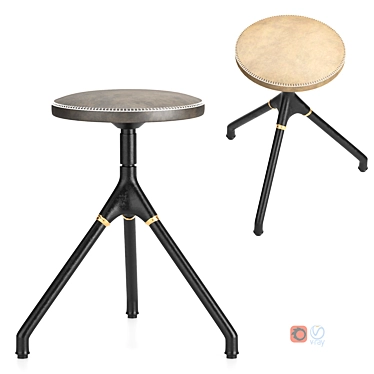 Industrial Leather Stool - Akron 3D model image 1 