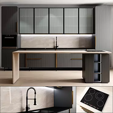 High-quality Kitchen Interior Set 3D model image 1 