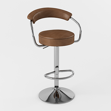 Sleek Leather Chrome Bar Stool 3D model image 1 