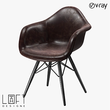 Sleek Metal and Leather Chair by LoftDesigne 3D model image 1 