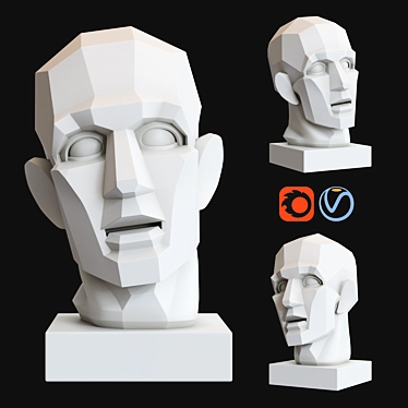 Gudon Gypsum Head Sculpture 3D model image 1 