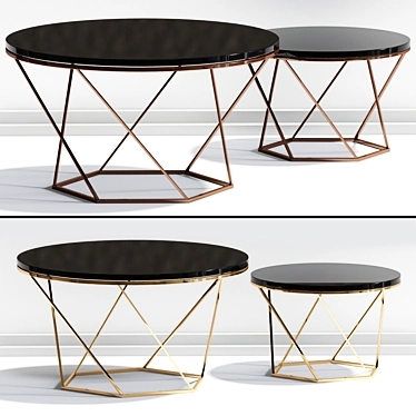 Indiskie Gold Brass Nesting Coffee Table 3D model image 1 