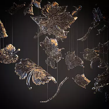 Nature's Elegance: Leafy Glass Chandelier 3D model image 1 