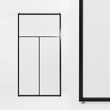 Customizable Glass Partition with Metal Frame and Textured Glass - 62 3D model image 1 