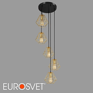 TK Lighting Diamond Gold Pendant Lamp - Elegant and Dazzling 3D model image 1 