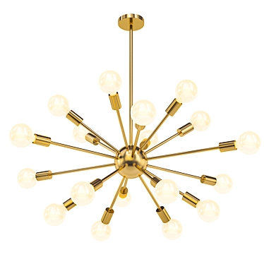 Golden Sputnik 18-Light Chandelier 3D model image 1 