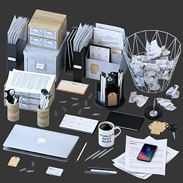 Elegant Office Essentials Set 3D model image 1 