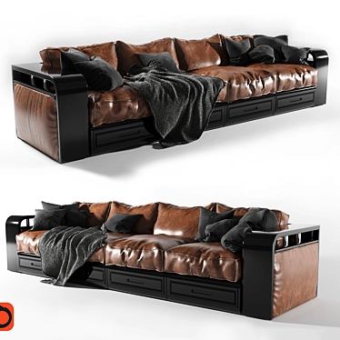 Modern Leather Sofa 3D model image 1 