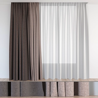 Luxury Brown Curtains 3D model image 1 