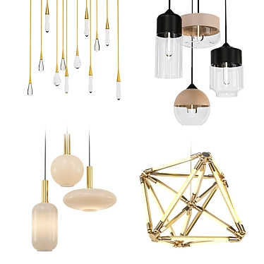 Modern Geometric Chandelier Collection 3D model image 1 