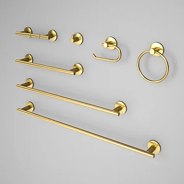 Satin Brass Bathroom Accessories Kit 3D model image 1 