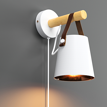 Leather Wall Lamp: Black & White Options 3D model image 1 